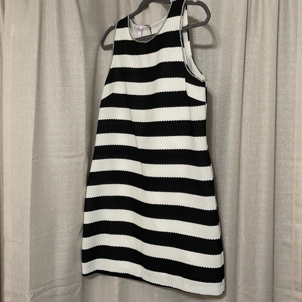 Black and white dress with beading in the top